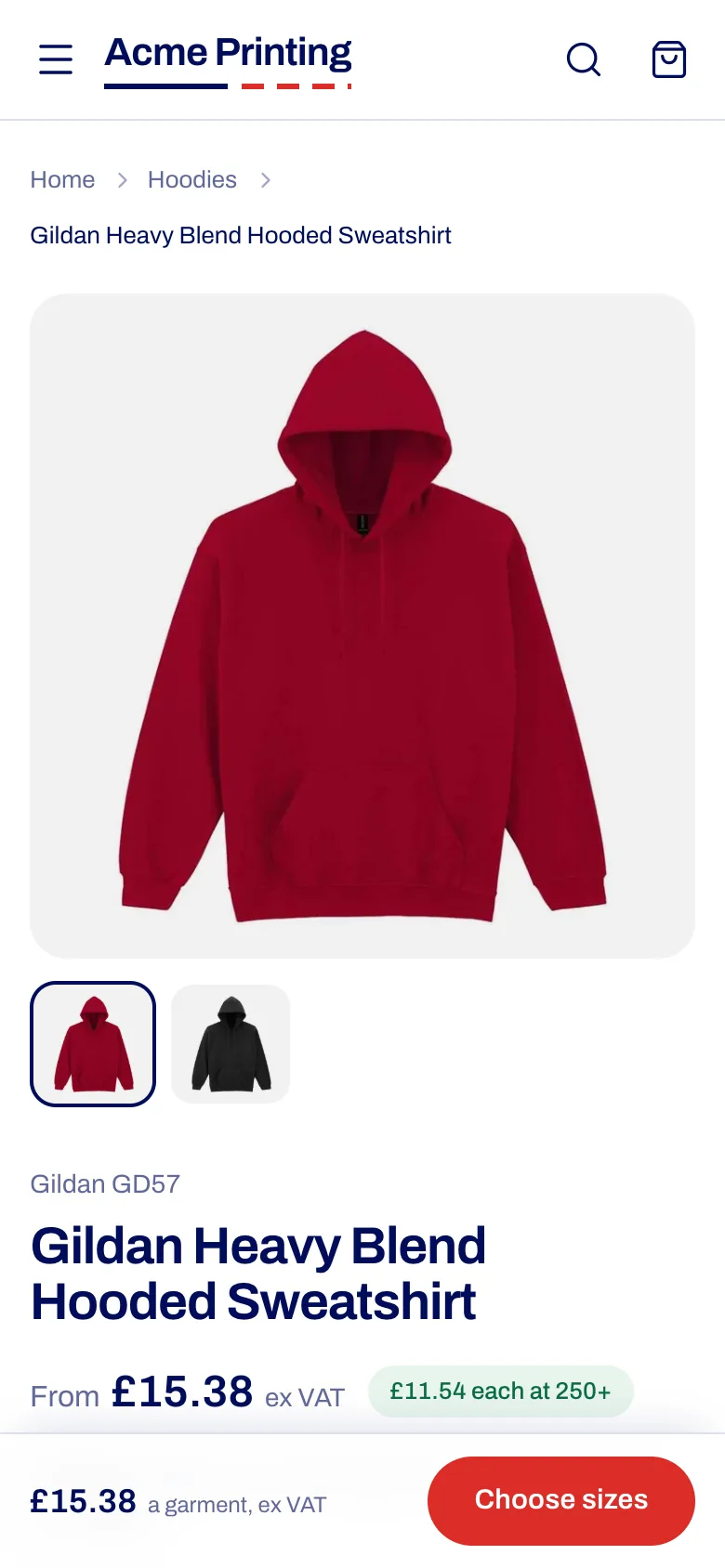 A hoodie in the shop on a phone, from £15.38 ex VAT, £11.54 each at 250 or more.